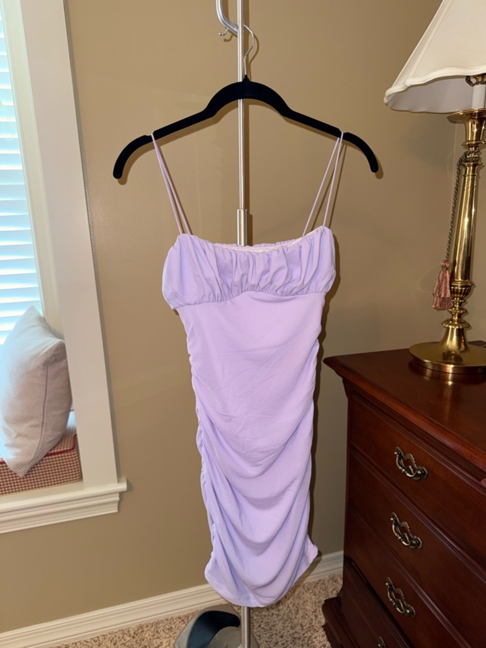 Princess Polly Lilac Ruched Spaghetti Strap Mini Dress